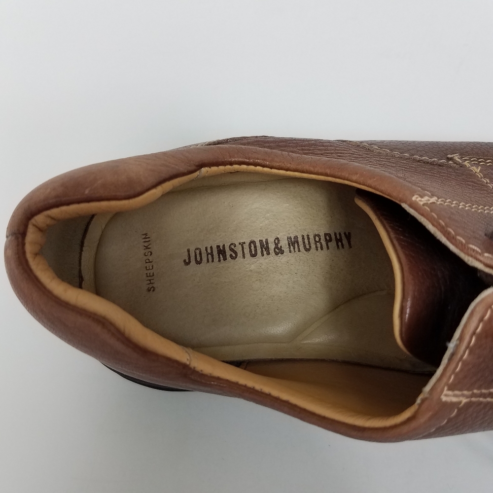 Johnston & Murphy Shuler Bicycle Cognac Brown Leather Casual Dress Shoes - Picture 5 of 12